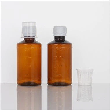 Botol Plastik Cecair Oral dengan Skala dan Cawan Pengukur